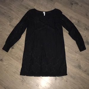 Black Lace Dressy Dress with Sheer lace sleeves